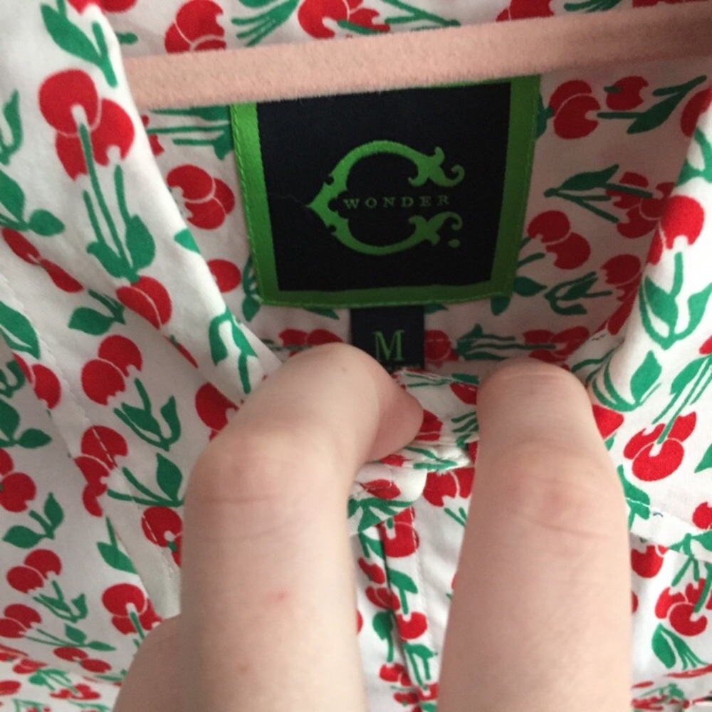 Cherry Print C Wonder Button Down Top - image 2